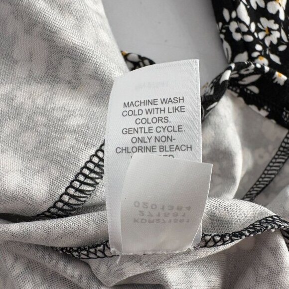 J Jill Midi Dress Size L Black White Floral Button Front 3/4 Sleeve Cottage - Picture 6 of 12